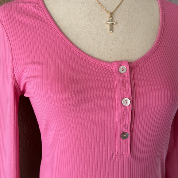 Pink Henley bodysuit long sleeve - Picture 7 of 7